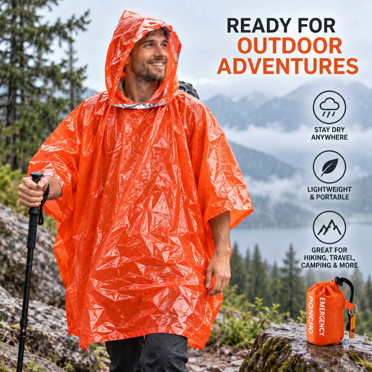 Outdoor Camping Gear - 1 sztuka – lekki, wodoodporny płaszcz