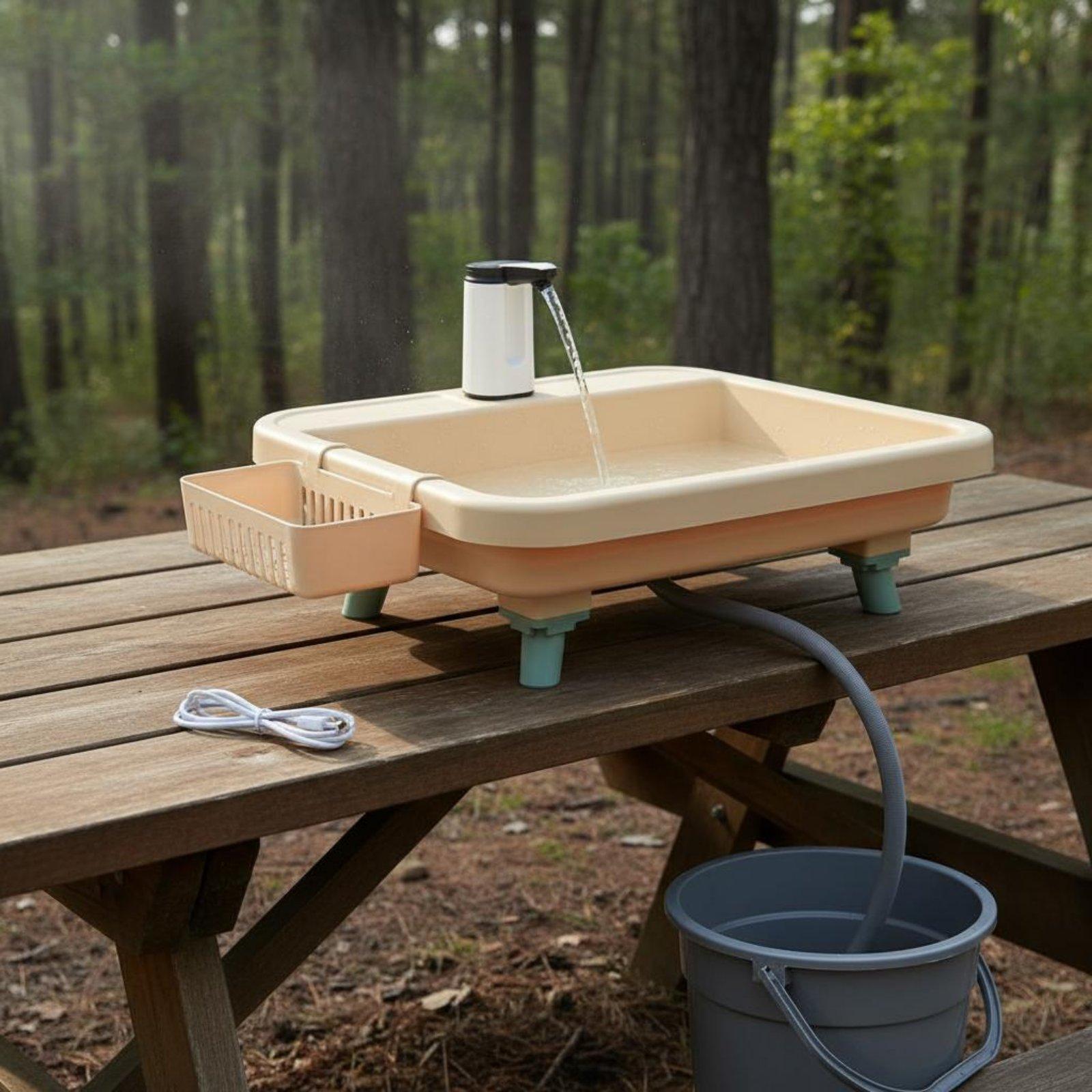 Outdoor Camping Sink - Przenośna umywalka kempingowa z elektryczną pompką