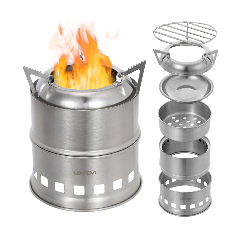 Outdoor Camping Sink - Lixada Piec na drewno ze stali