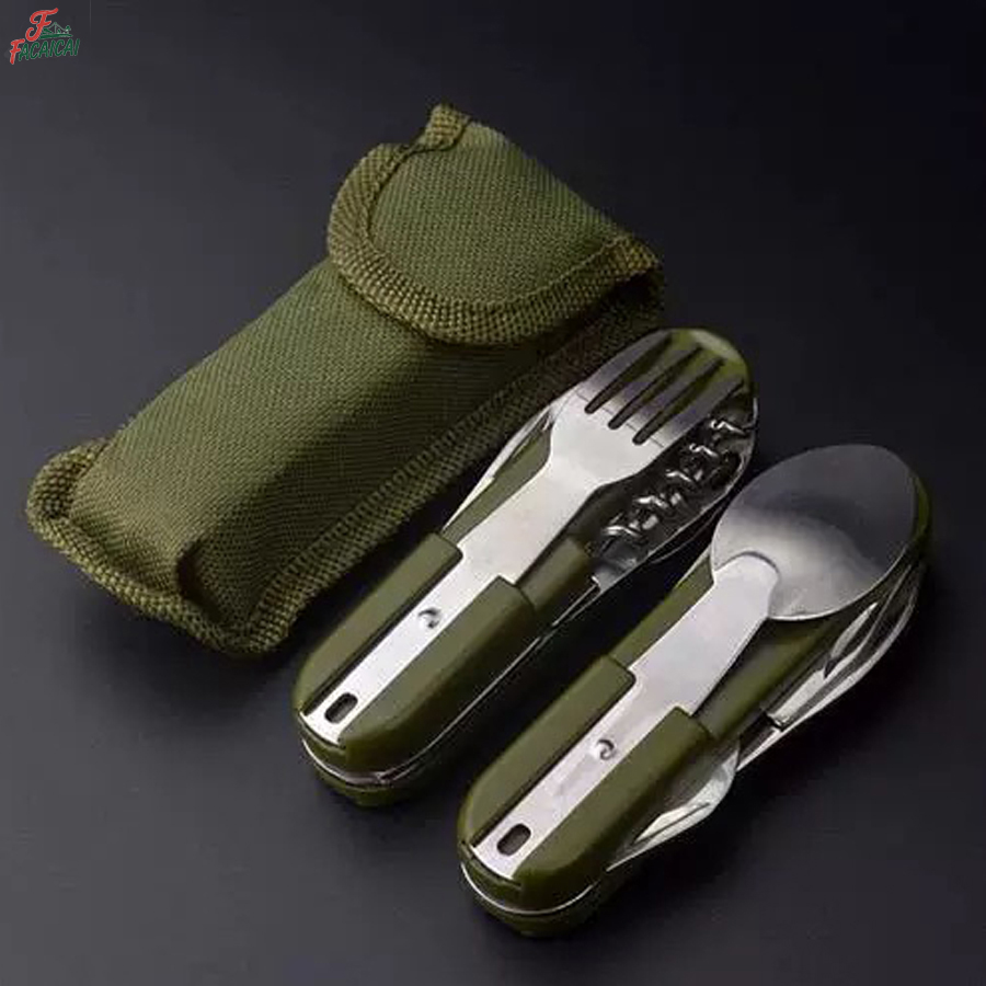 Camp Utensil Set - Zestaw Kempingowy 5-w-1 ze Stali Nierdzewnej,