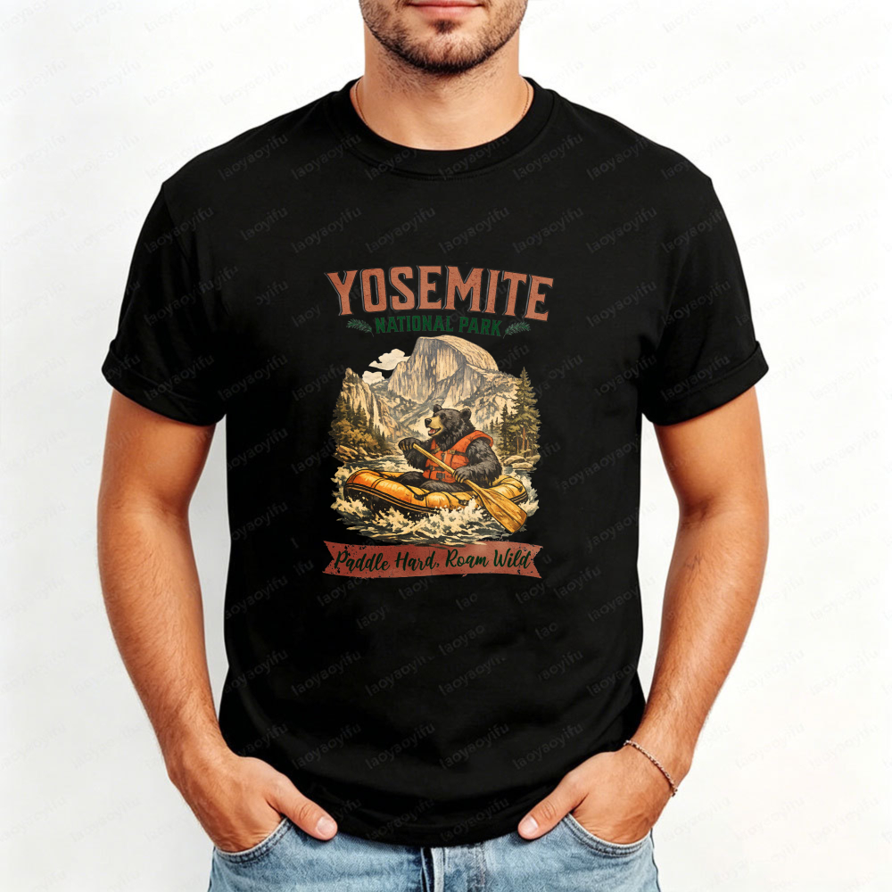 Outdoor Camping Yosemite - Koszulka Unisex z Graficznym Nadrukiem: Park