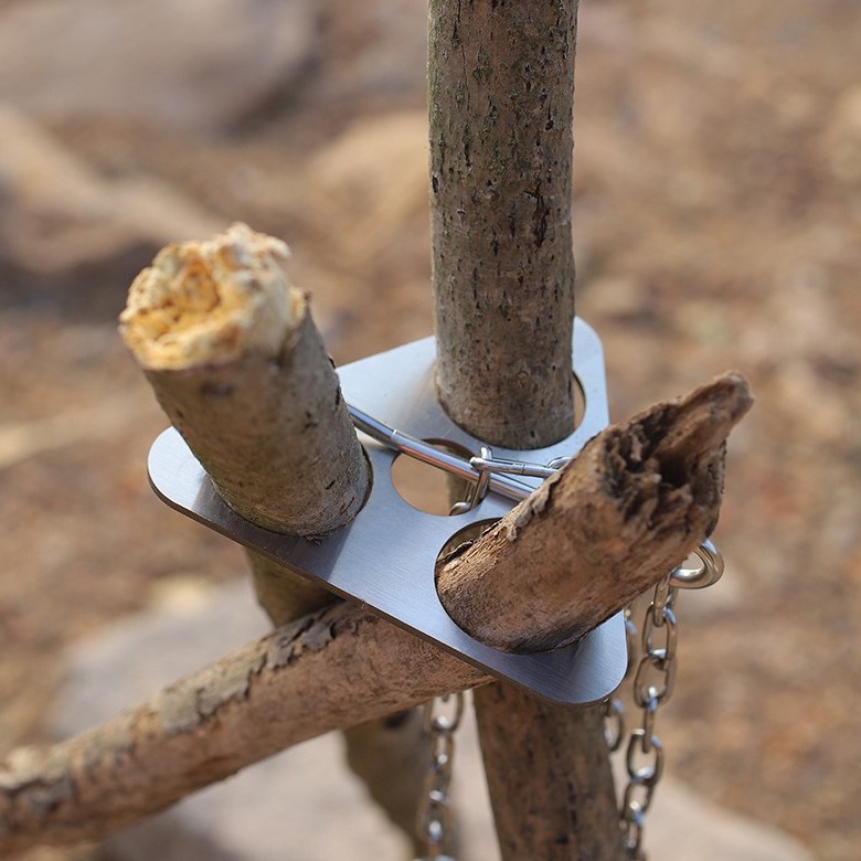 Camp Utensil Set - Stalowy trójnóg kempingowy ze stali nierdzewnej,