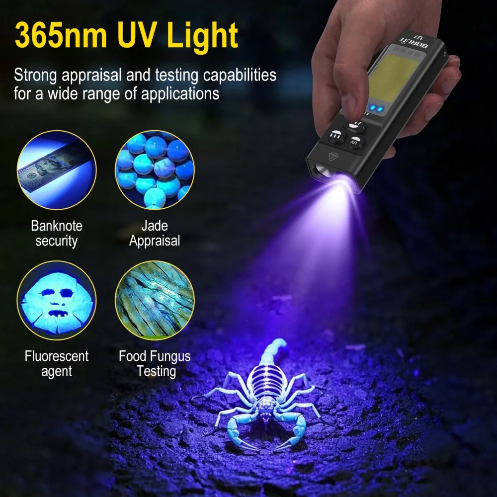 Latarka EDC BORUiT U7 UV LED 1 – Battery Outdoor Camping recenzja i cena