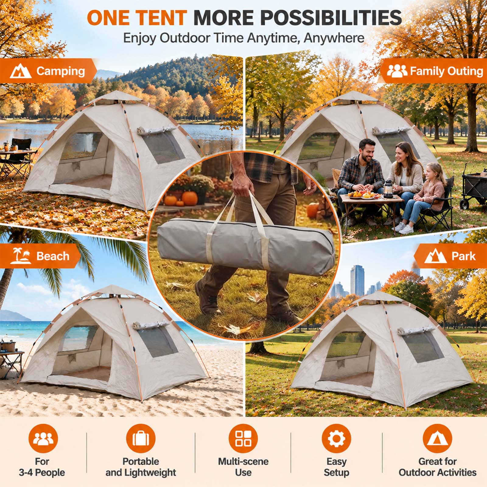 Szary namiot kempingowy typu p – Outdoor Camping And Glamping recenzja i cena